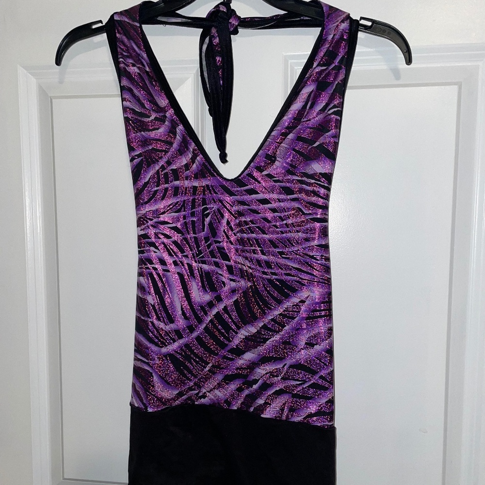 Exotic Dancewear Stripper Dress Purple & Black OSFM